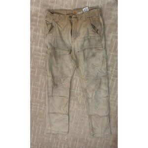 Carhartt Double Knee Pants Men's 32x34 Tan Relaxed Fit Distressed Workwear 10280